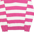 TOMMY HILFIGER Womens Pink & White Striped Patterned Cotton V-Neck Basic Knit