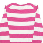 TOMMY HILFIGER Womens Pink & White Striped Patterned Cotton V-Neck Basic Knit