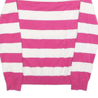 TOMMY HILFIGER Womens Pink & White Striped Patterned Cotton V-Neck Basic Knit