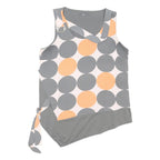 NEXT Womens Grey & Peach Printed Sleeveless V-Neck Top UK 12 Asymmetric Hem