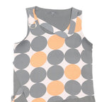 NEXT Womens Grey & Peach Printed Sleeveless V-Neck Top UK 12 Asymmetric Hem