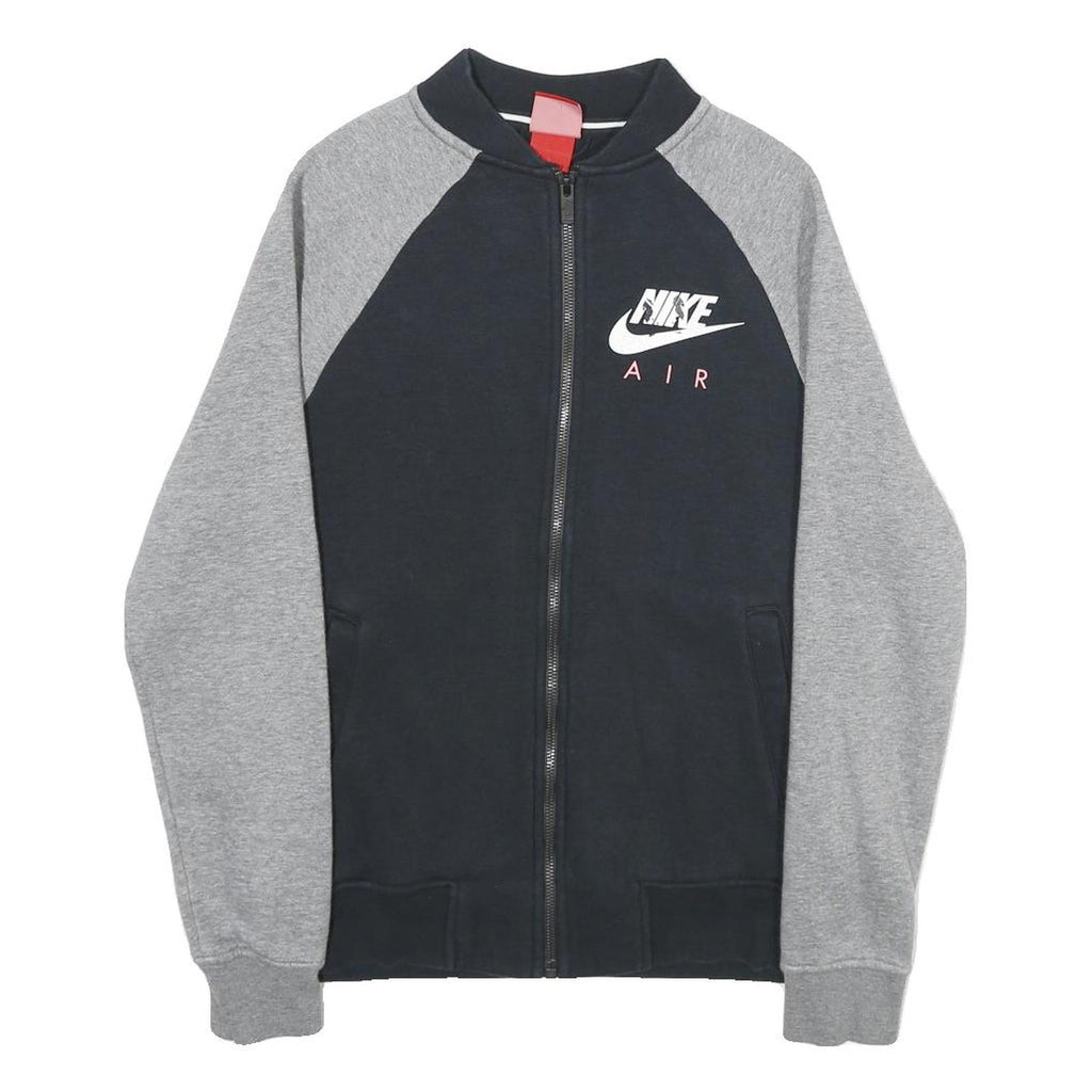 NIKE Mens Black & Grey Air Zip Cotton Blend Bomber Jacket XS Casual Sportswear