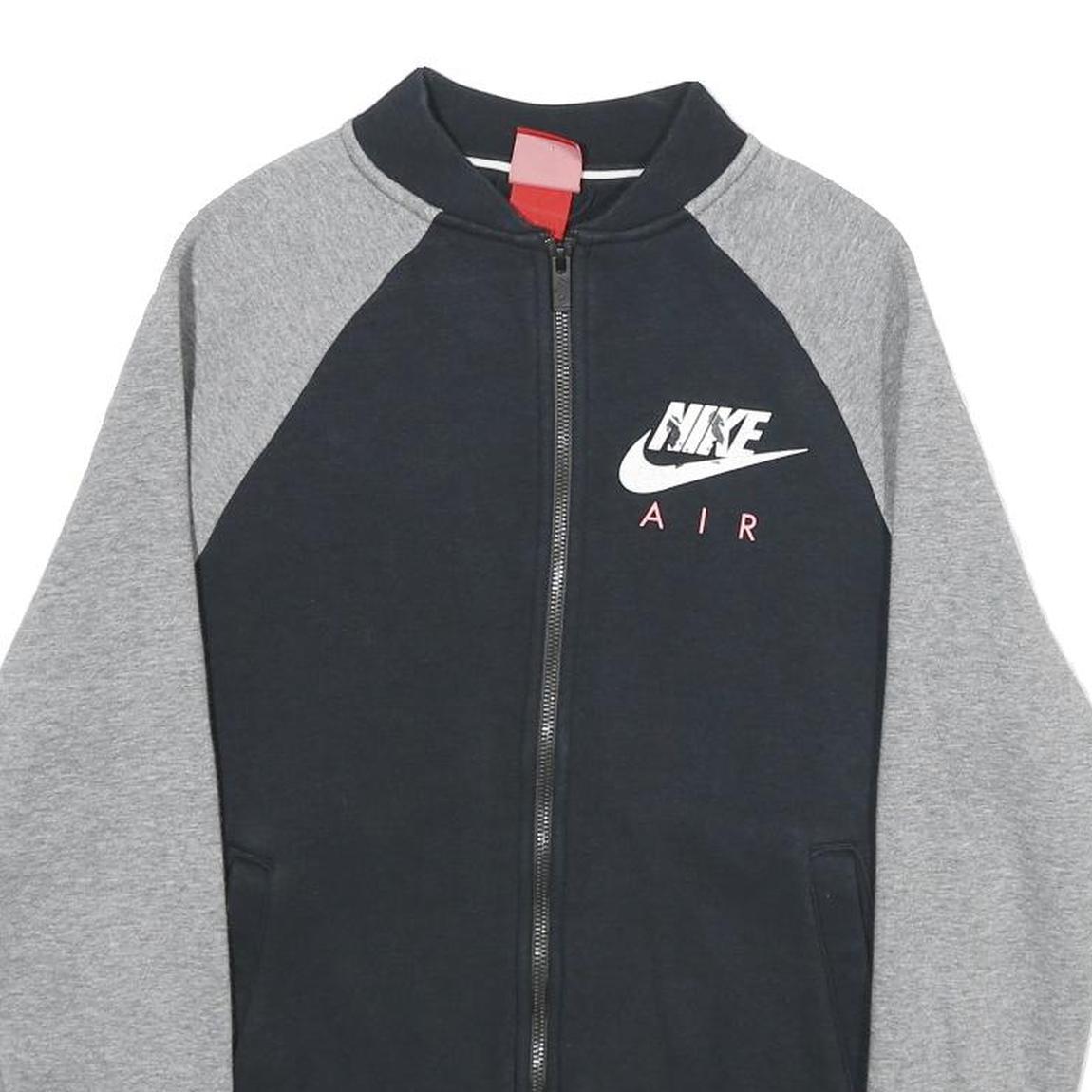 NIKE Mens Black & Grey Air Zip Cotton Blend Bomber Jacket XS Casual Sportswear