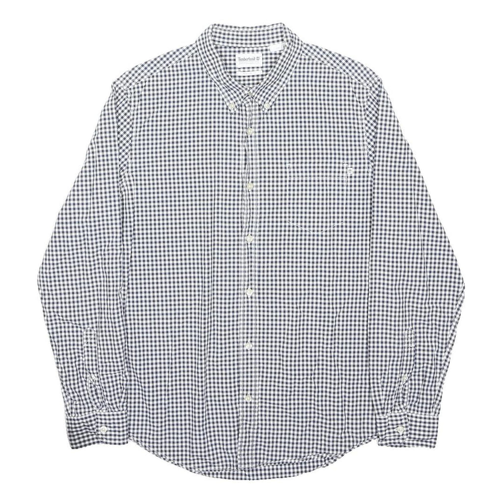 TIMBERLAND Mens Blue & White Check Shirt L Casual Button-Down Long Sleeve Cotton