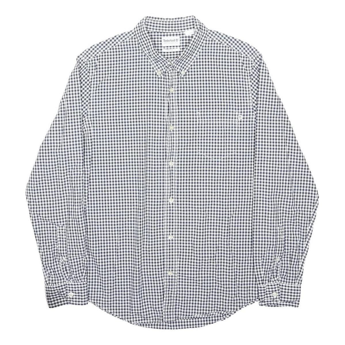 TIMBERLAND Mens Blue & White Check Shirt L Casual Button-Down Long Sleeve Cotton