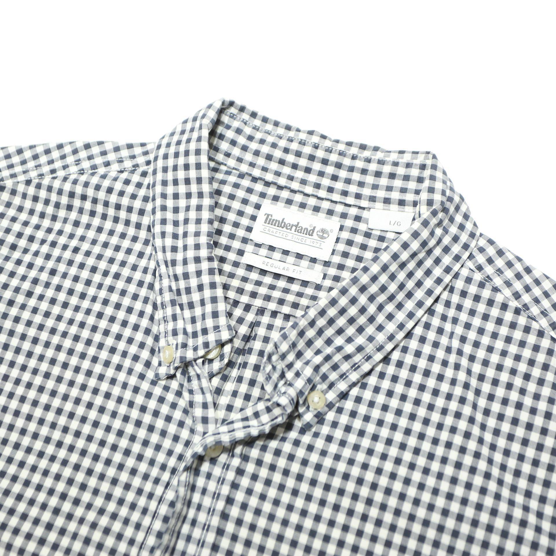 TIMBERLAND Mens Blue & White Check Shirt L Casual Button-Down Long Sleeve Cotton