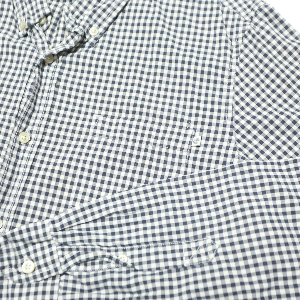 TIMBERLAND Mens Blue & White Check Shirt L Casual Button-Down Long Sleeve Cotton