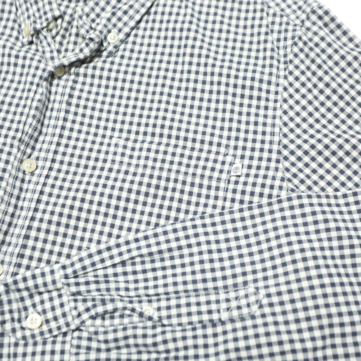 TIMBERLAND Mens Blue & White Check Shirt L Casual Button-Down Long Sleeve Cotton
