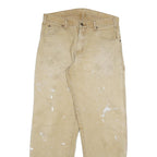 DICKIES Mens Regular Beige Cotton Blend Zip Trousers W32 L31 Workwear Carpenter
