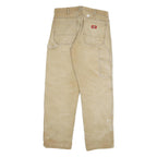DICKIES Mens Regular Beige Cotton Blend Zip Trousers W32 L31 Workwear Carpenter