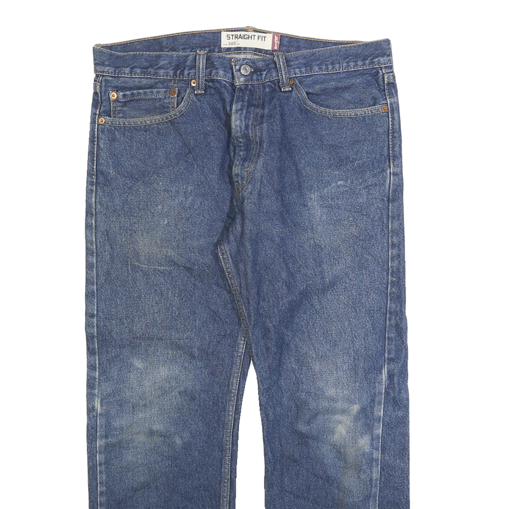 LEVI'S 505 Mens Blue Cotton Regular Straight Denim Jeans W34 L30 Classic Zip