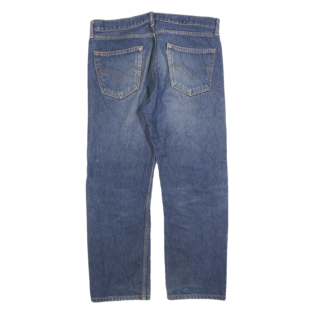 LEVI'S 505 Mens Blue Cotton Regular Straight Denim Jeans W34 L30 Classic Zip