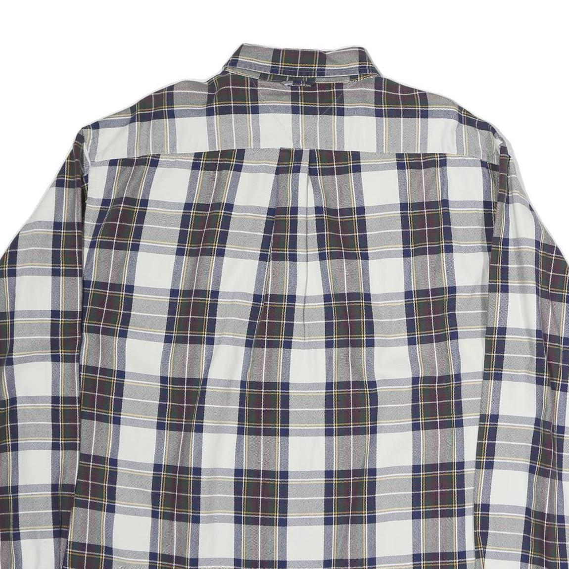 TOMMY HILFIGER Mens Blue Brown Check Shirt XL Button Down Collar Long Sleeve