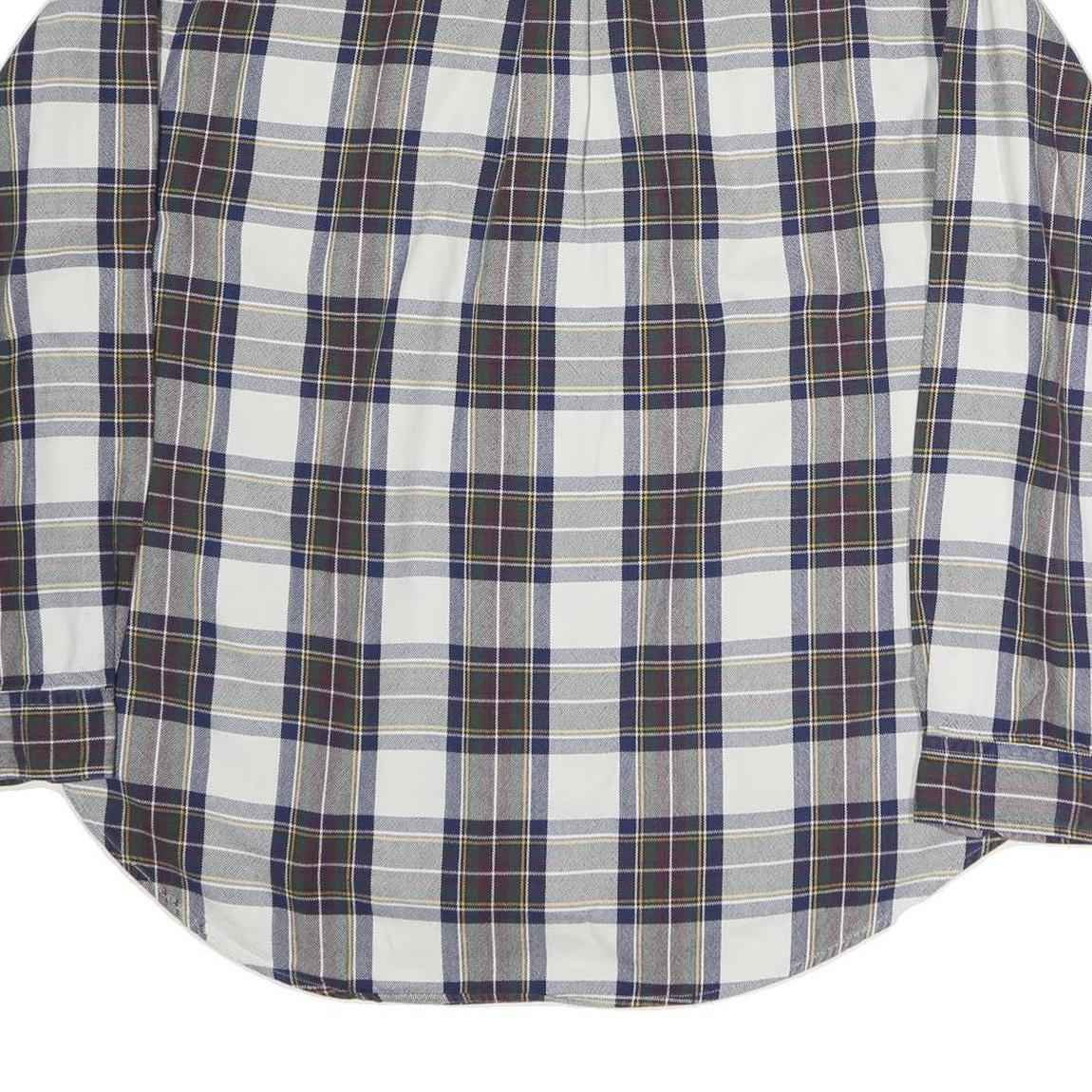 TOMMY HILFIGER Mens Blue Brown Check Shirt XL Button Down Collar Long Sleeve