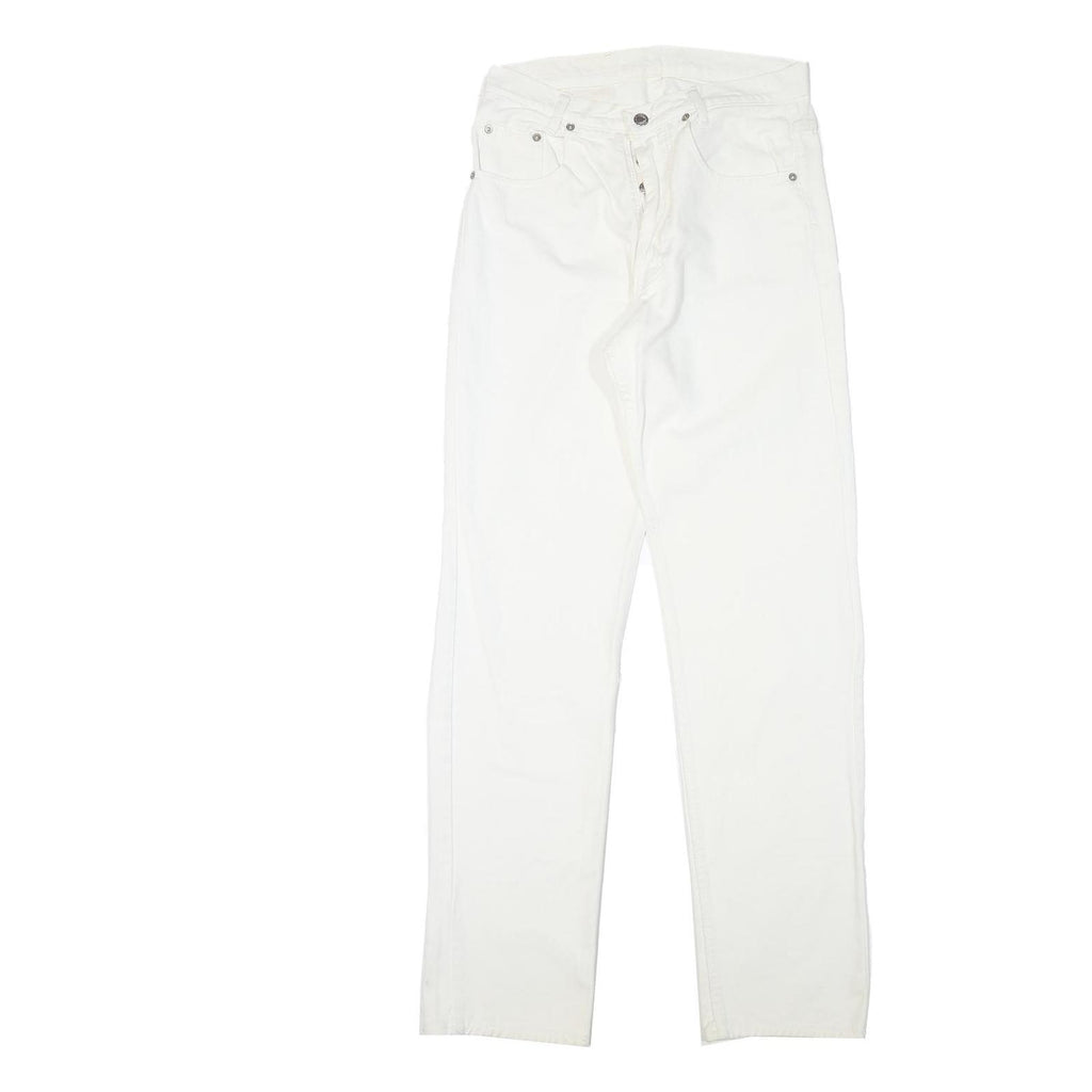 Mens White Regular Fit Straight Leg Denim Cotton Blend Jeans Button W28 L32