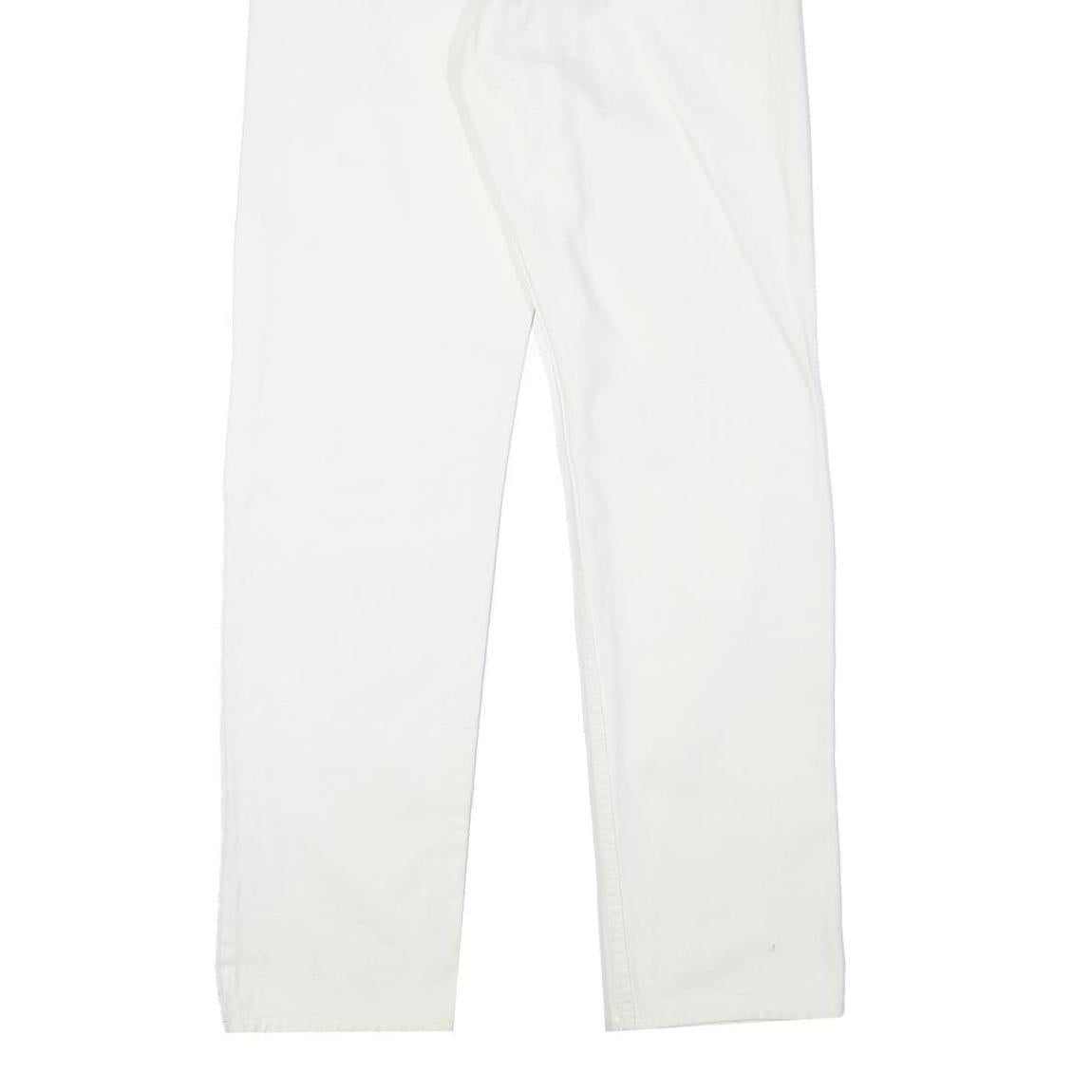 Mens White Regular Fit Straight Leg Denim Cotton Blend Jeans Button W28 L32