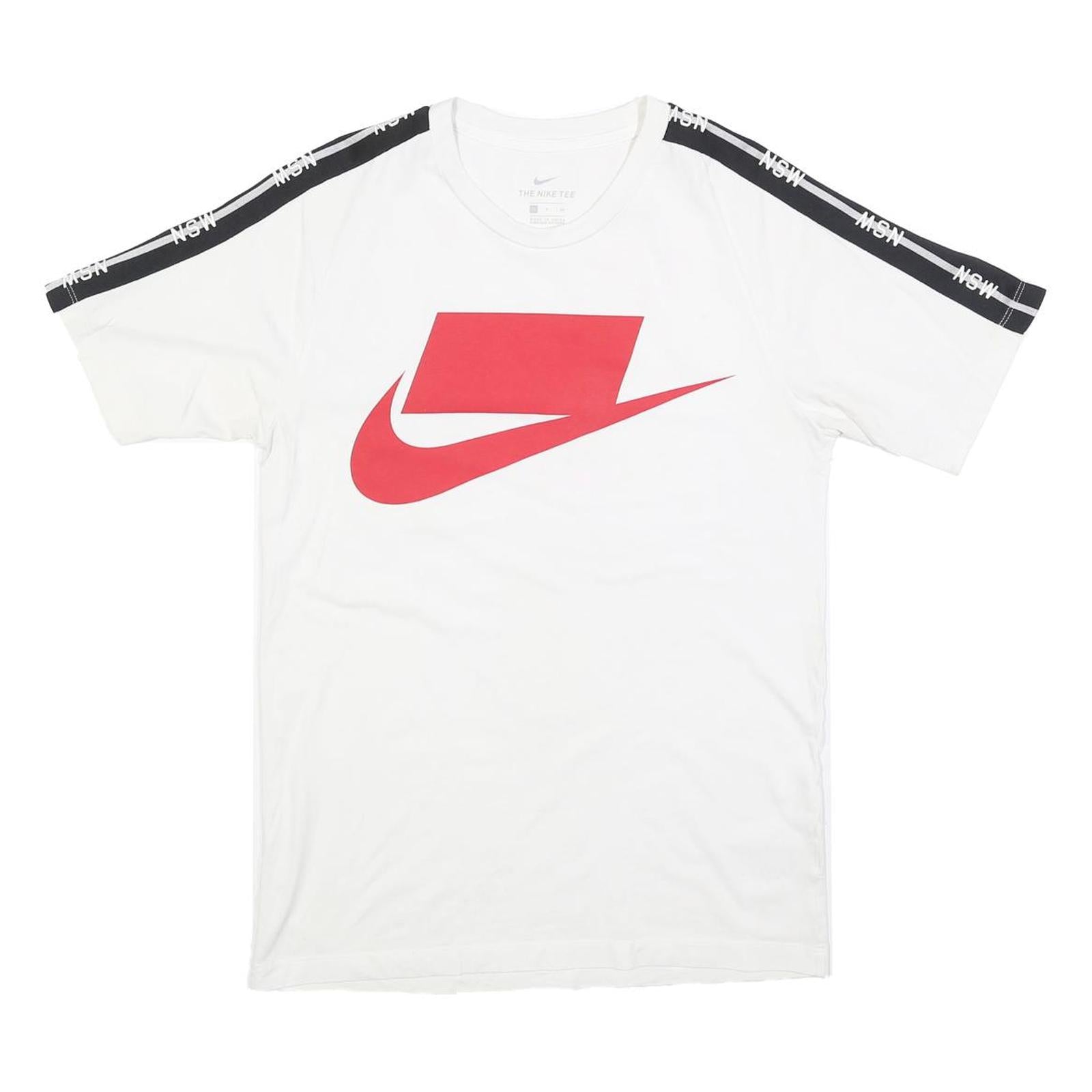 NIKE Mens White & Red Graphic T-Shirt S Short Sleeve Crew Neck Sportswear