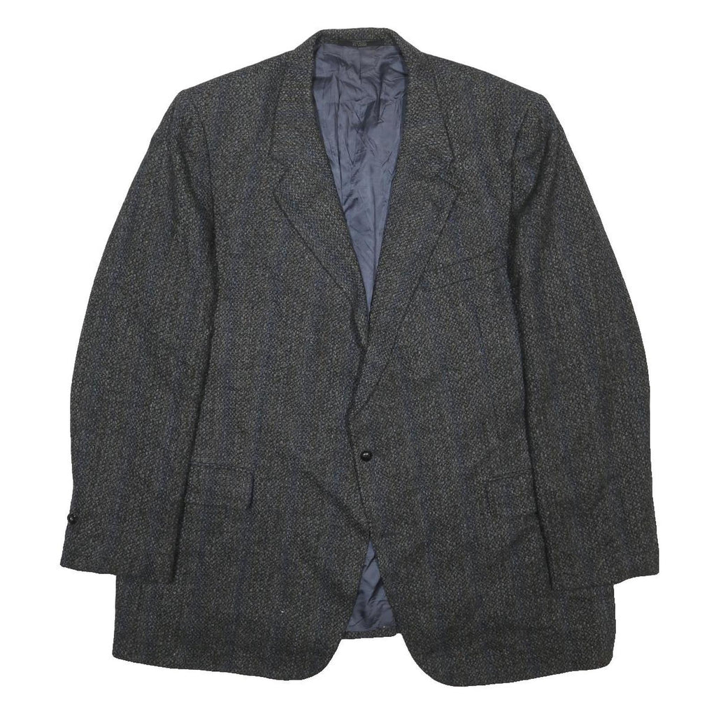 AL WEISS Mens Grey Wool Blazer Jacket L Woven Classic Button Closure