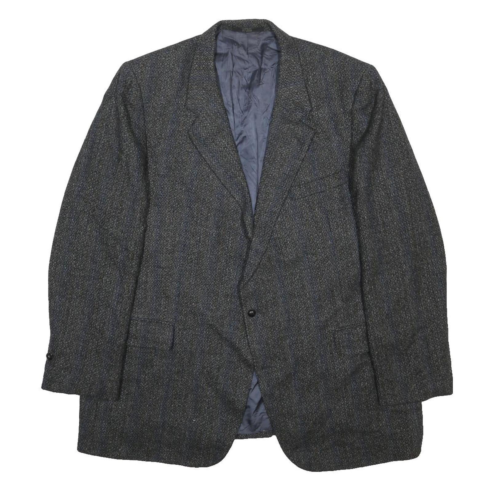 AL WEISS Mens Grey Wool Blazer Jacket L Woven Classic Button Closure