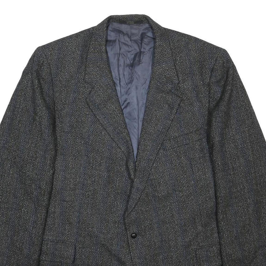 AL WEISS Mens Grey Wool Blazer Jacket L Woven Classic Button Closure