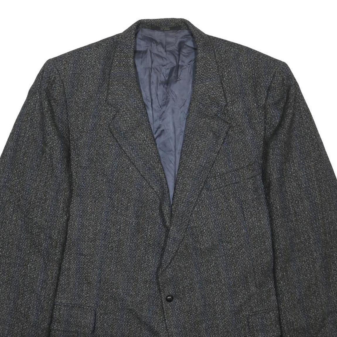 AL WEISS Mens Grey Wool Blazer Jacket L Woven Classic Button Closure