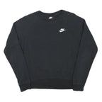 NIKE Mens Black Crew Neck S Cotton Blend Pullover Sweatshirt S Logo