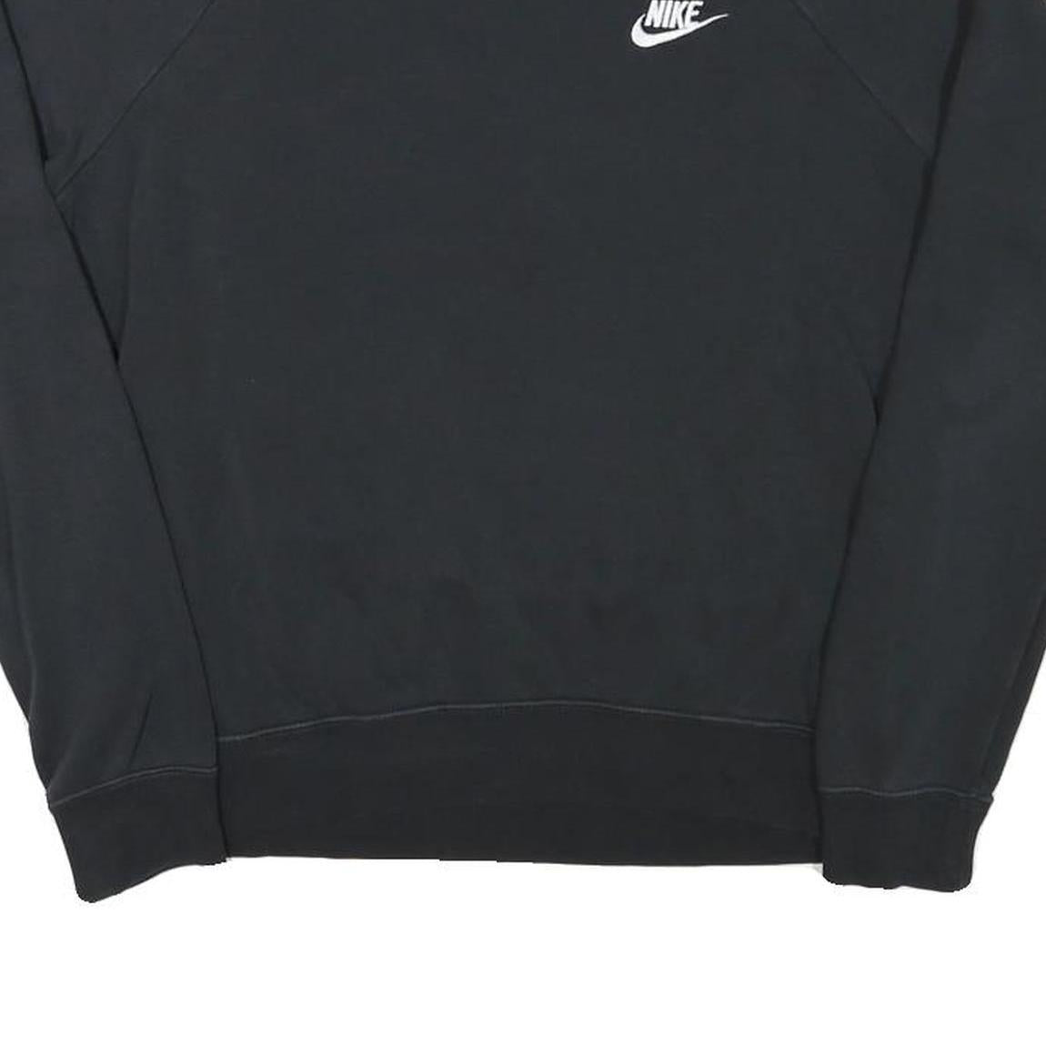 NIKE Mens Black Crew Neck S Cotton Blend Pullover Sweatshirt S Logo