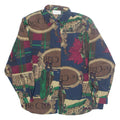 SHAPELY Womens Printed Blouse Blue Collared Long Sleeve Crazy Pattern L