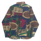 SHAPELY Womens Printed Blouse Blue Collared Long Sleeve Crazy Pattern L