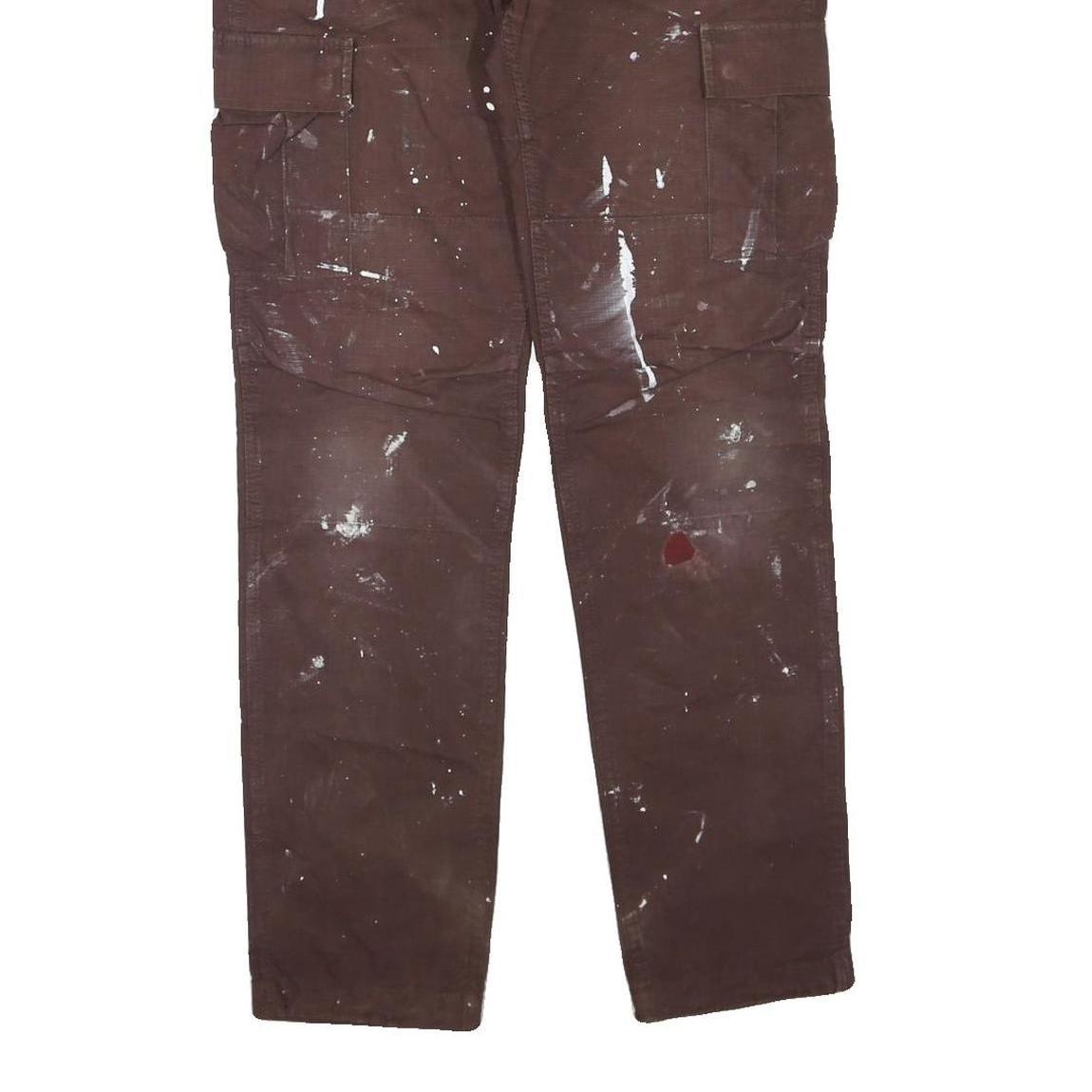 CARHARTT Mens Cotton Blend Brown Workwear Regular Fit Cargo Trousers W34 L33