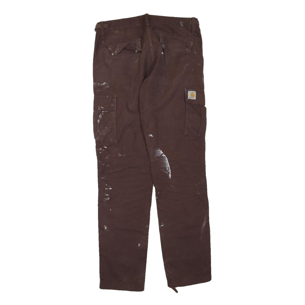 CARHARTT Mens Cotton Blend Brown Workwear Regular Fit Cargo Trousers W34 L33