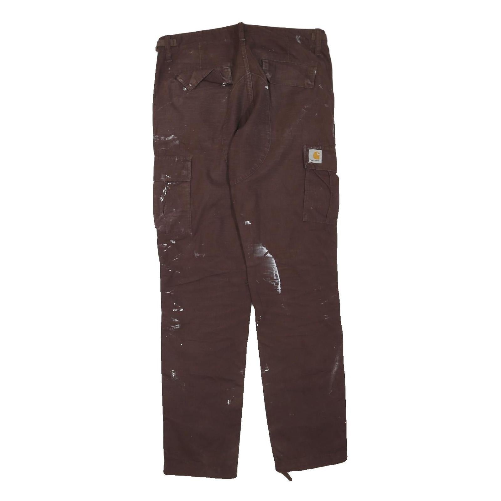 CARHARTT Mens Cotton Blend Brown Workwear Regular Fit Cargo Trousers W34 L33