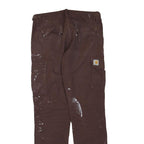 CARHARTT Mens Cotton Blend Brown Workwear Regular Fit Cargo Trousers W34 L33