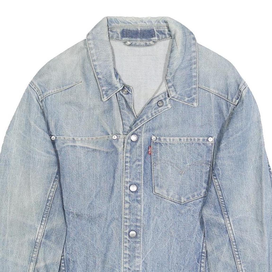 LEVI'S Mens Blue Cotton Denim Jacket S Woven Button Closure Classic Fit Casual