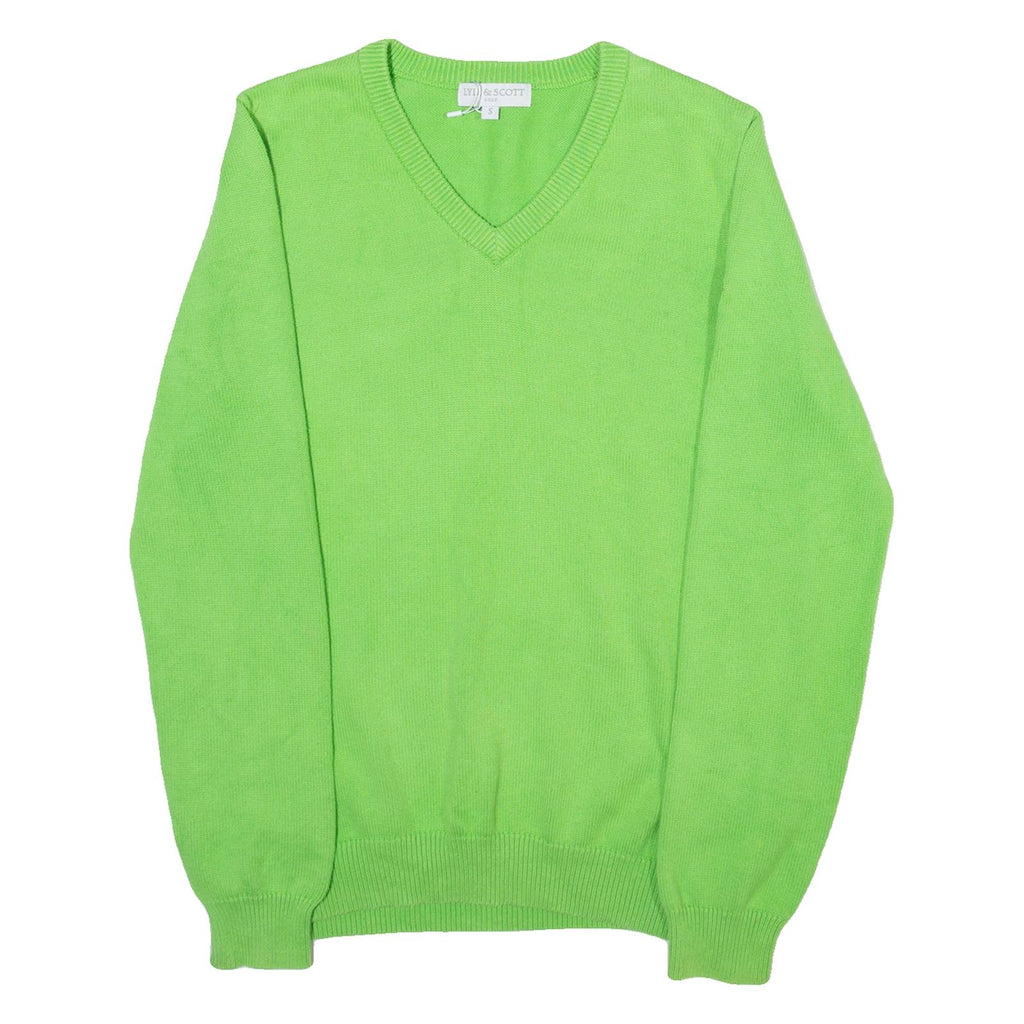 LYLE & SCOTT Golf Mens Jumper Green V-Neck Tight Knit S