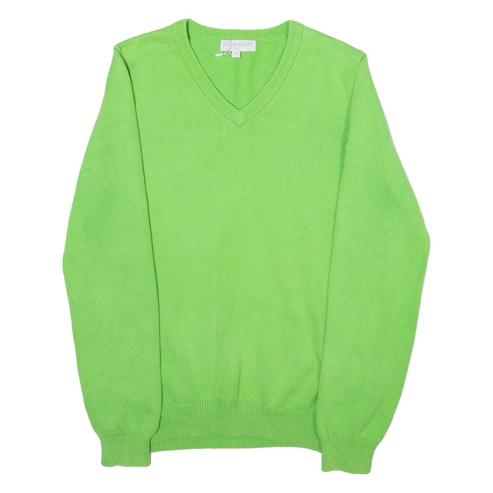 LYLE & SCOTT Golf Mens Jumper Green V-Neck Tight Knit S