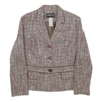 SAG HARBOR Womens Brown & Pink Check Jacket UK 10 Acrylic Blend Button Closure