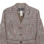 SAG HARBOR Womens Brown & Pink Check Jacket UK 10 Acrylic Blend Button Closure