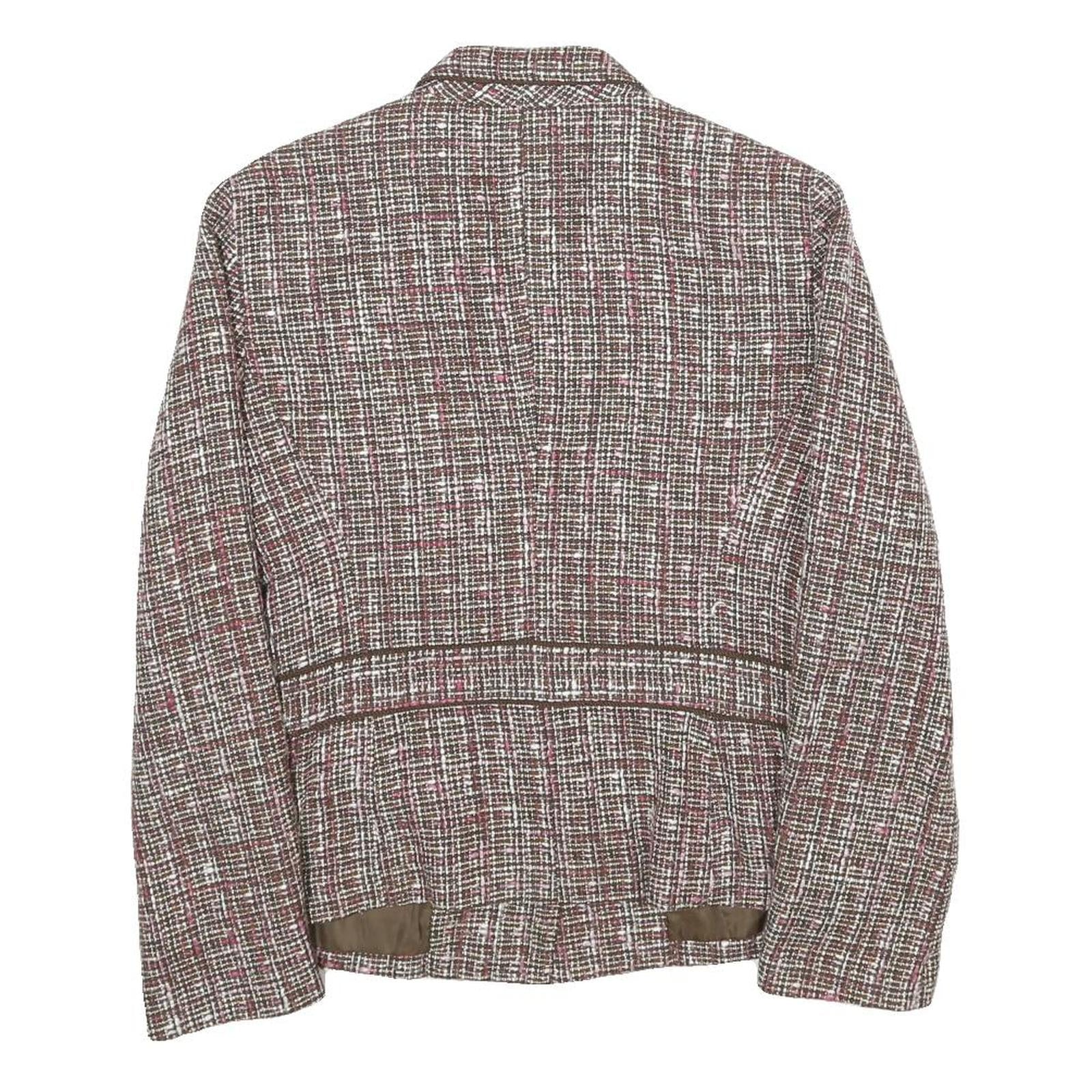 SAG HARBOR Womens Brown & Pink Check Jacket UK 10 Acrylic Blend Button Closure
