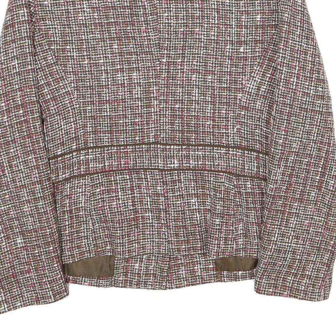 SAG HARBOR Womens Brown & Pink Check Jacket UK 10 Acrylic Blend Button Closure