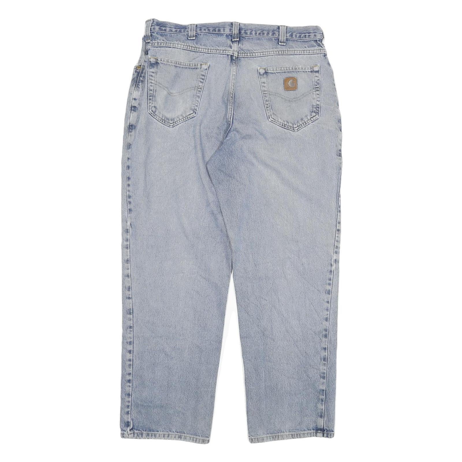 CARHARTT Mens Jeans Blue Relaxed Straight Denim Light W34 L29 Workwear Casual