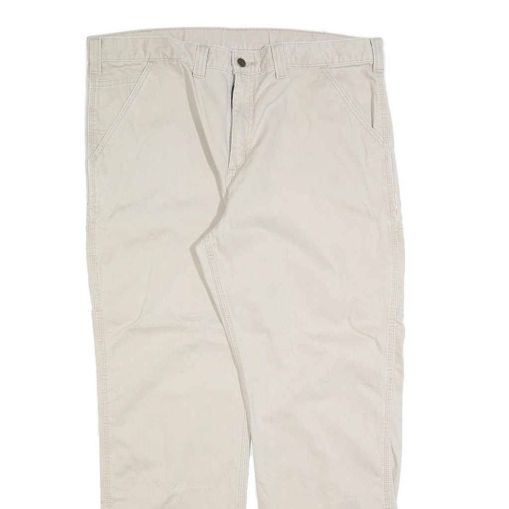 CARHARTT Mens Cotton Blend Beige Relaxed Straight Trousers W40 L32 Workwear