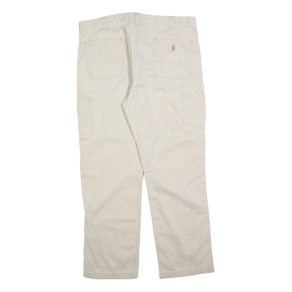CARHARTT Mens Cotton Blend Beige Relaxed Straight Trousers W40 L32 Workwear