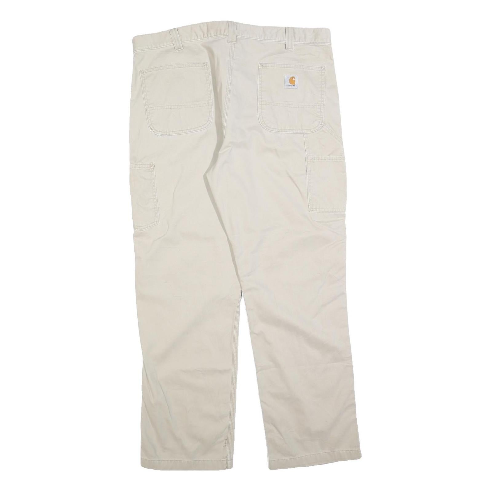 CARHARTT Mens Cotton Blend Beige Relaxed Straight Trousers W40 L32 Workwear