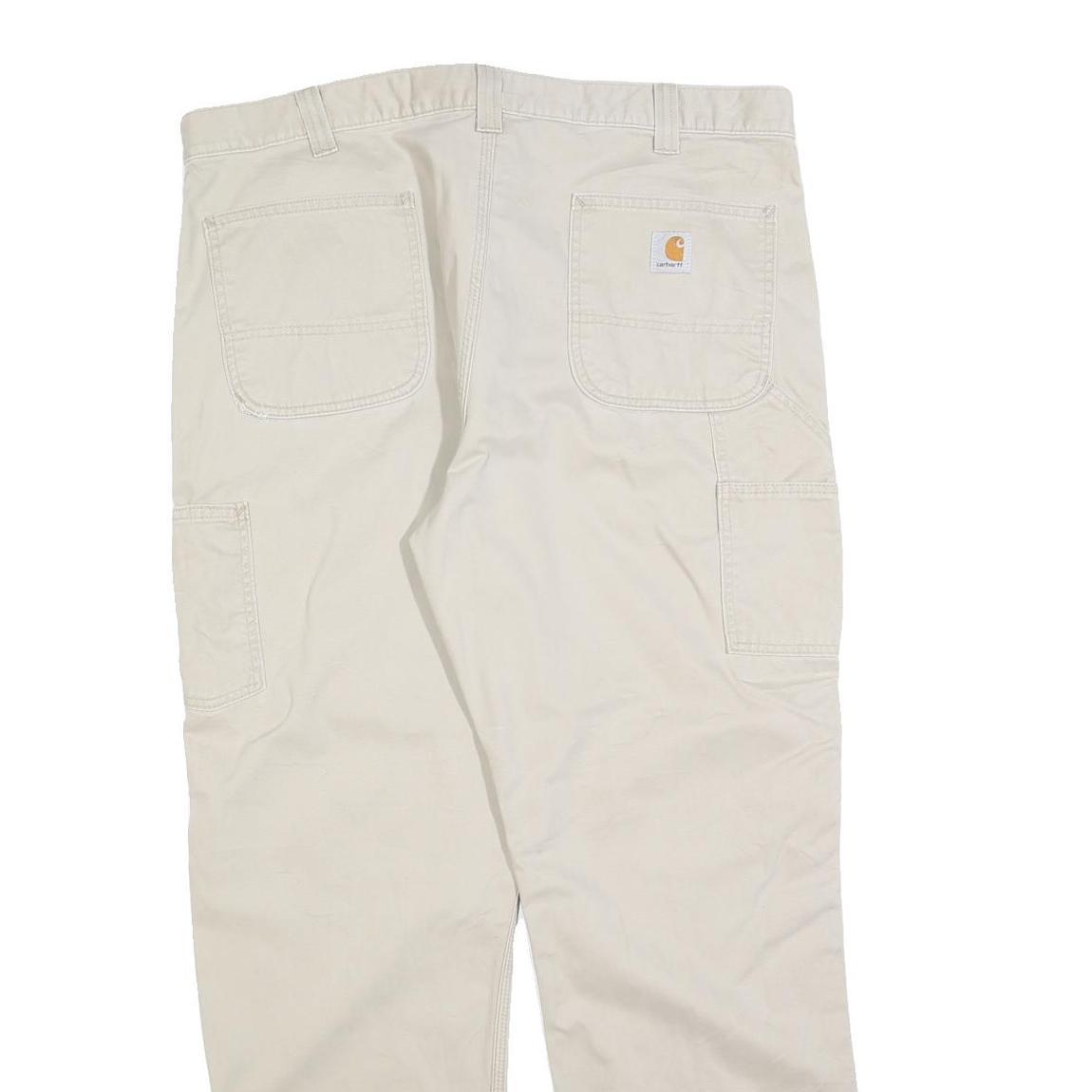 CARHARTT Mens Cotton Blend Beige Relaxed Straight Trousers W40 L32 Workwear