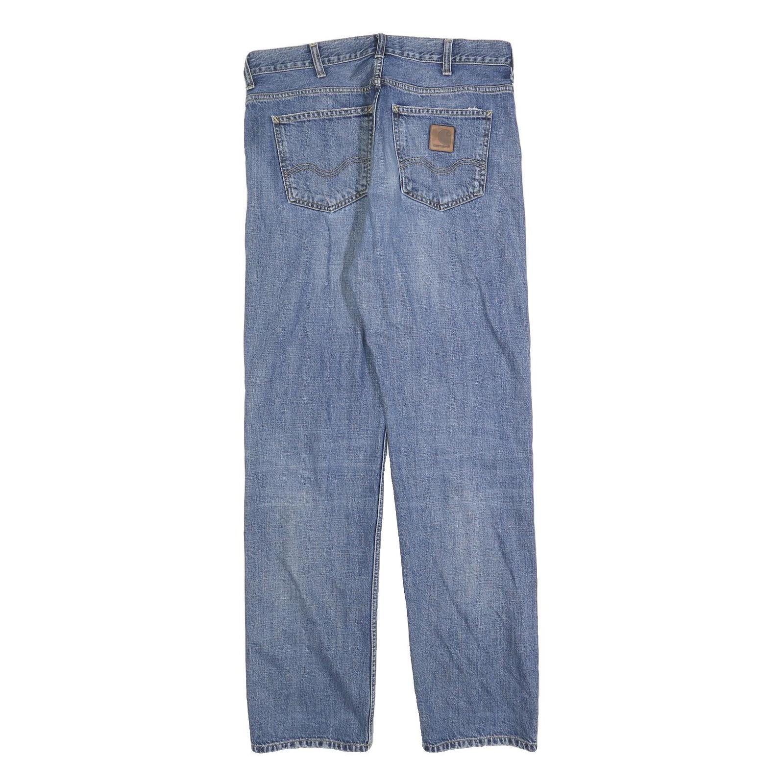 CARHARTT Mens Regular Fit Blue Denim Jeans W31 L34 Classic Zip Closure