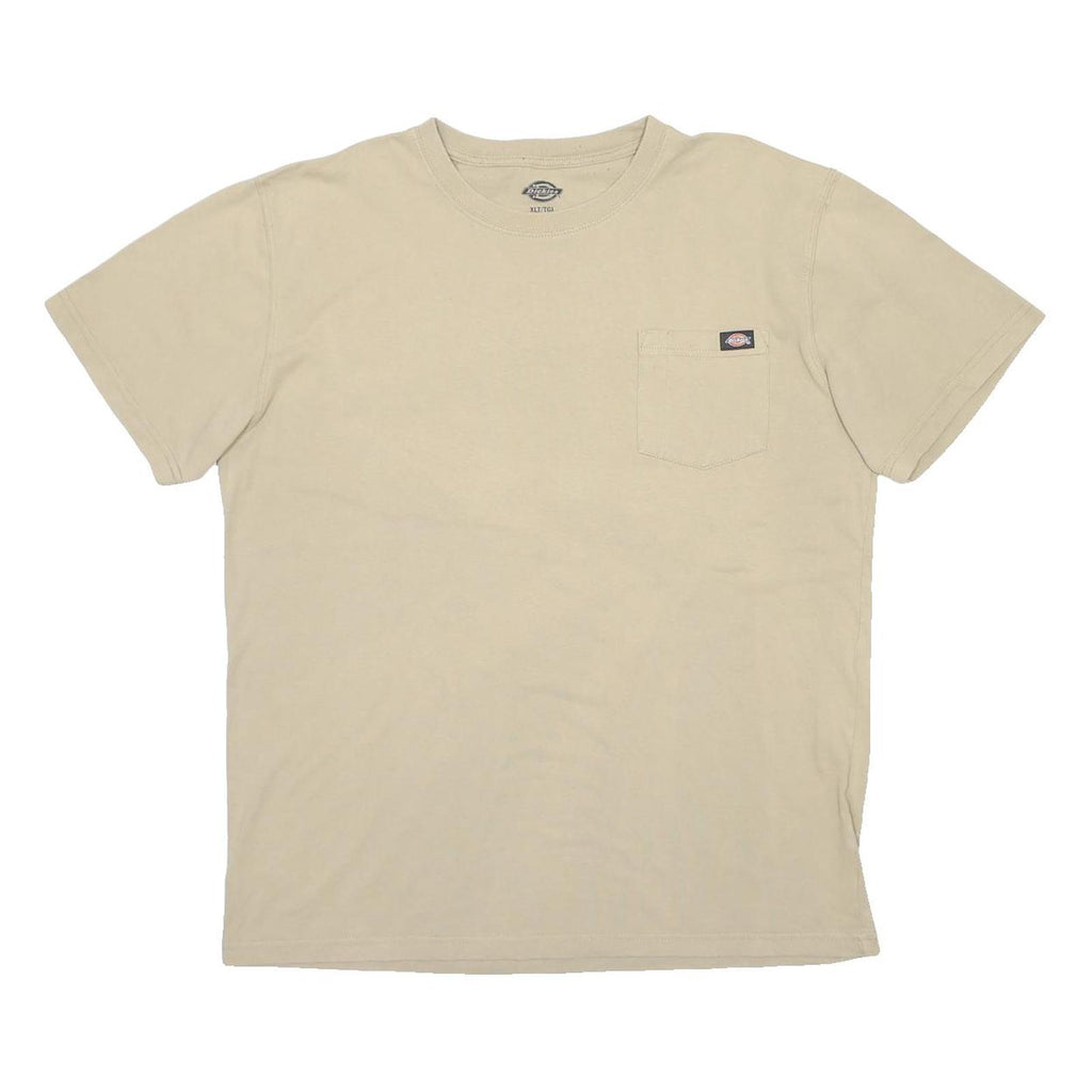 DICKIES Mens Beige Pocket T-Shirt XL Short Sleeve Crew Neck Cotton Blend Casual