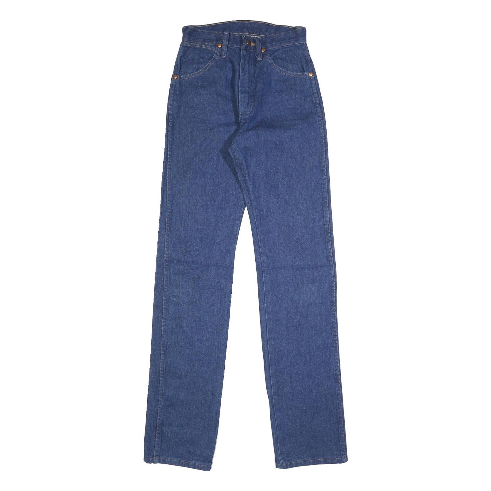WRANGLER Womens Regular Fit Straight Blue Denim Jeans W24 L34 Classic Zip