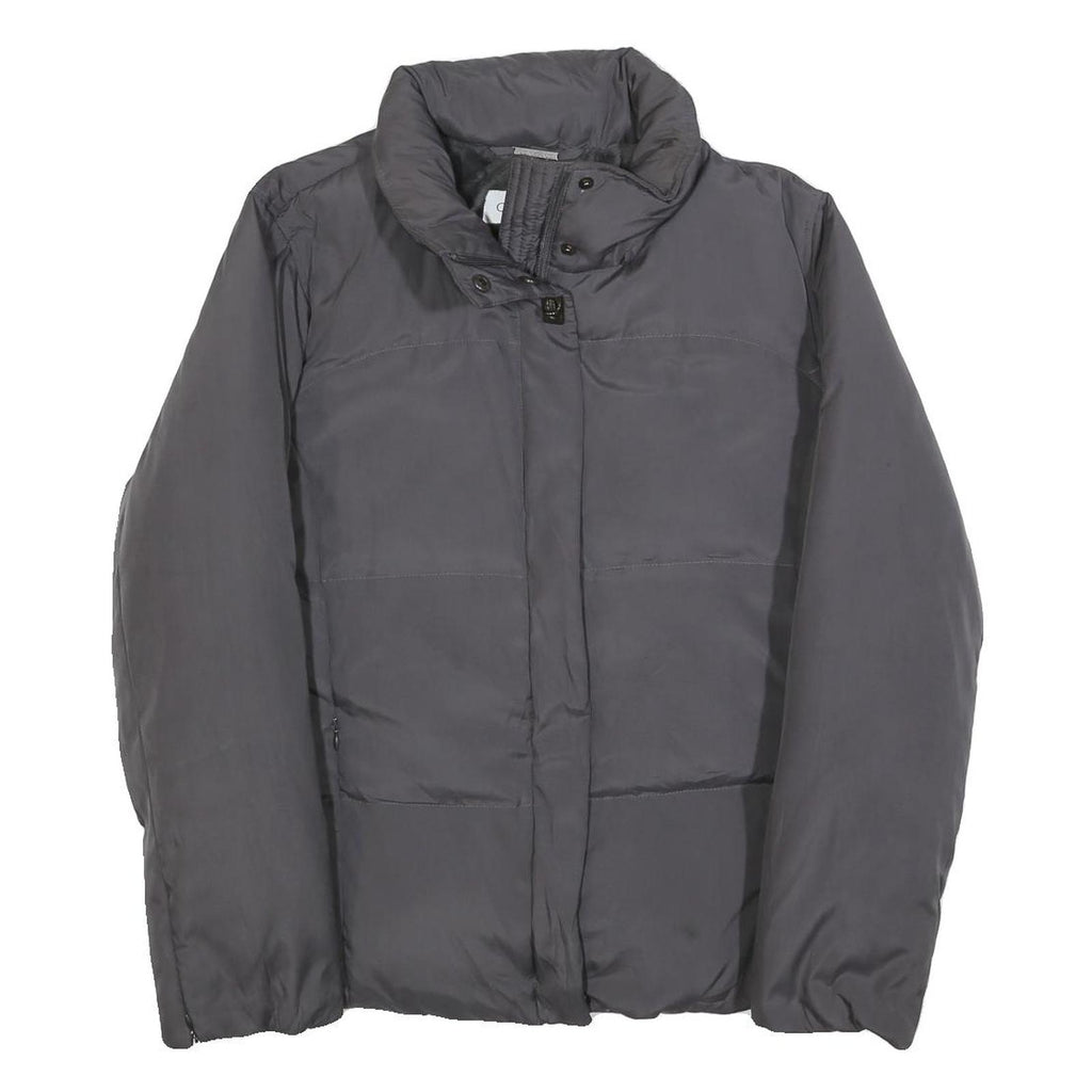 CALVIN KLEIN Womens Grey Zip Jacket M Polyester Blend Plain Lightweight Warm