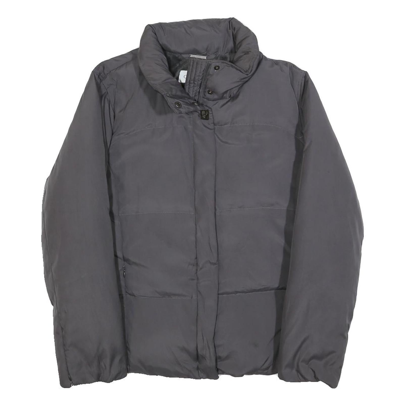 CALVIN KLEIN Womens Grey Zip Jacket M Polyester Blend Plain Lightweight Warm